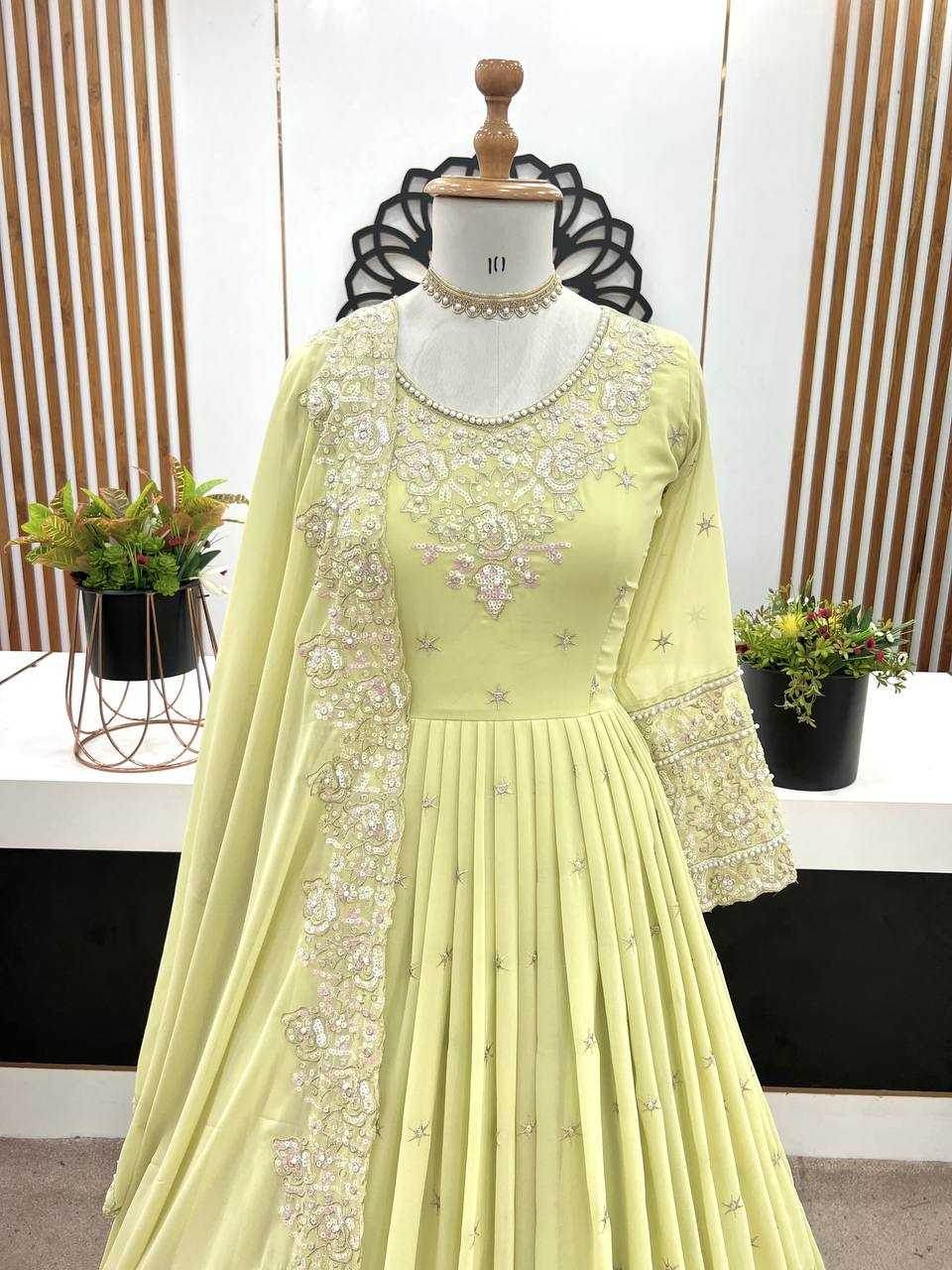 Georgette Embroidery Georgette Gown - MYLUXURY LANE ENTERPRISE
